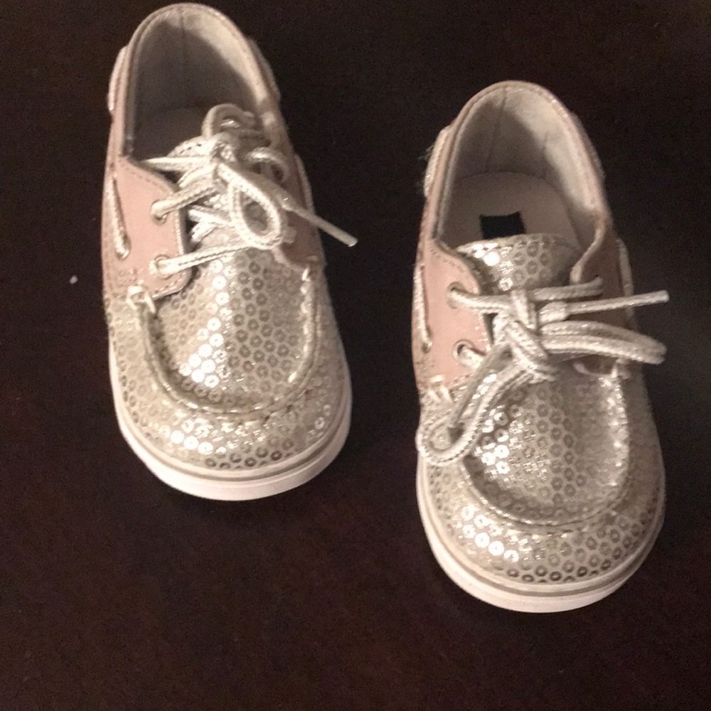 Baby shoes size 3 silver Sperry-Top Siders